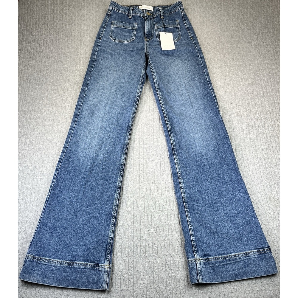 New‎ 1970s Disco Style Zara Boot Cut Dress Jean Women 2/24X33 Highrise
